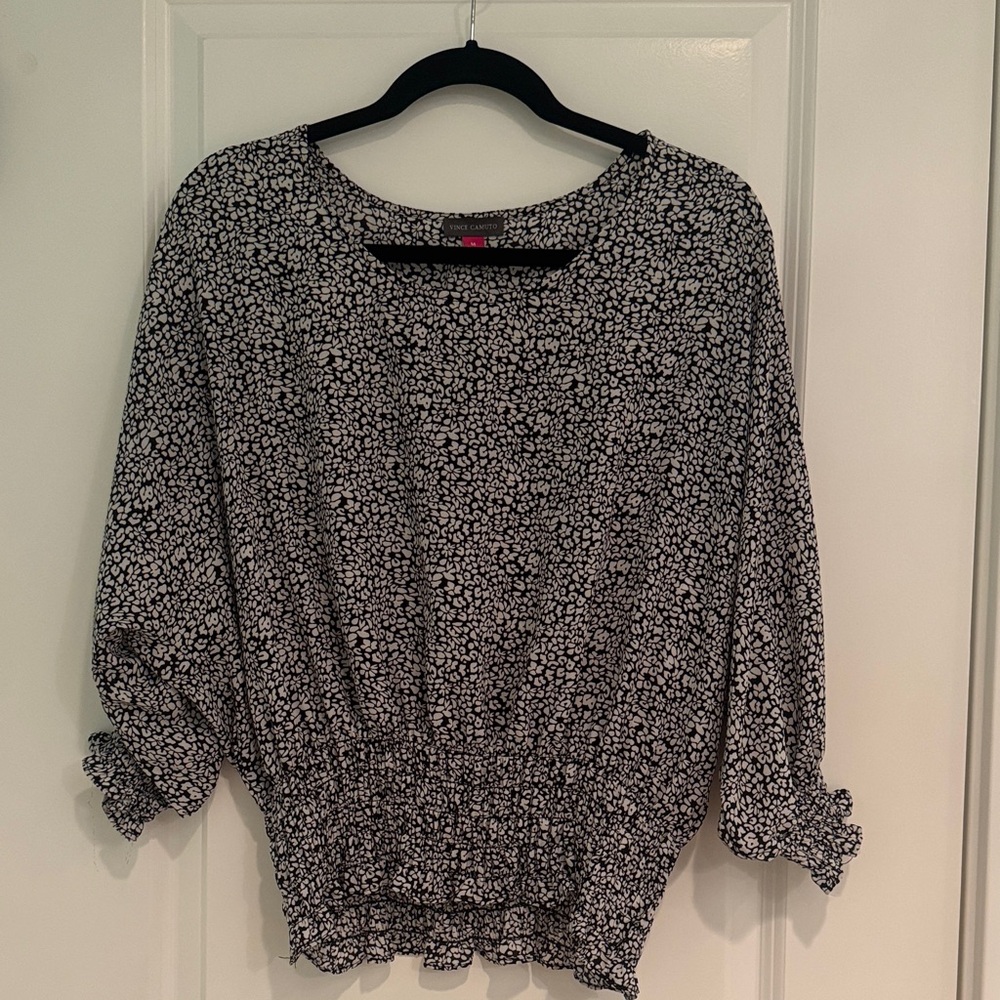 Vince Camuto Black and White Floral Blouse